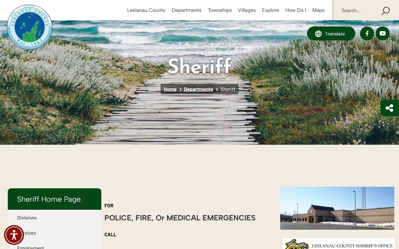 Leelanau County arrest records Sheriff homepage