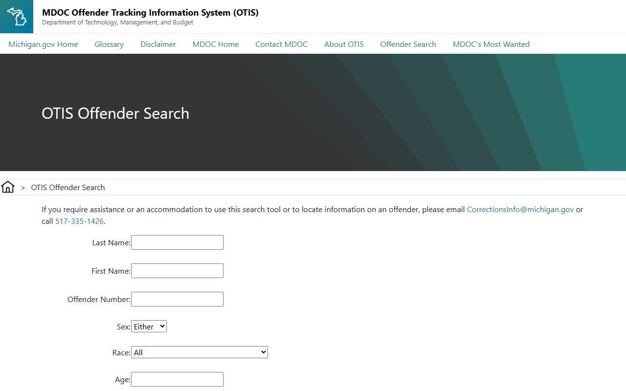 Michigan MDOC OTIS offender lookup compared with the Leelanau County jail inmate search