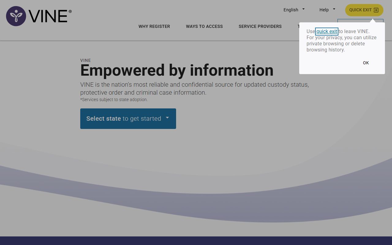VINELink custody notification service used for Leelanau County inmate search alerts