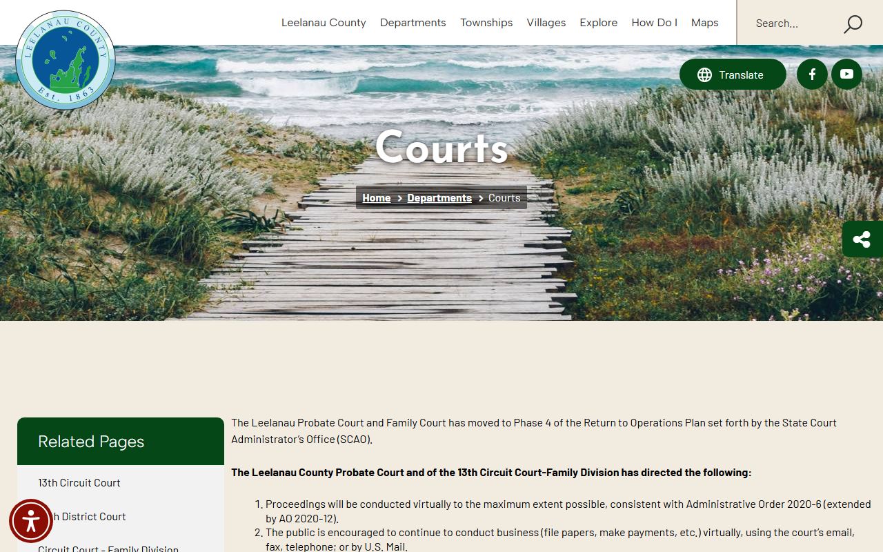 Leelanau County court records courts landing page overview
