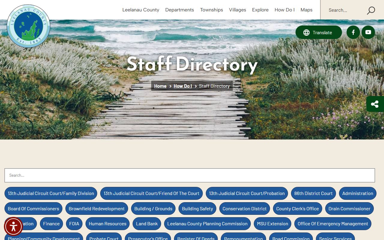 Leelanau County court records county staff directory page
