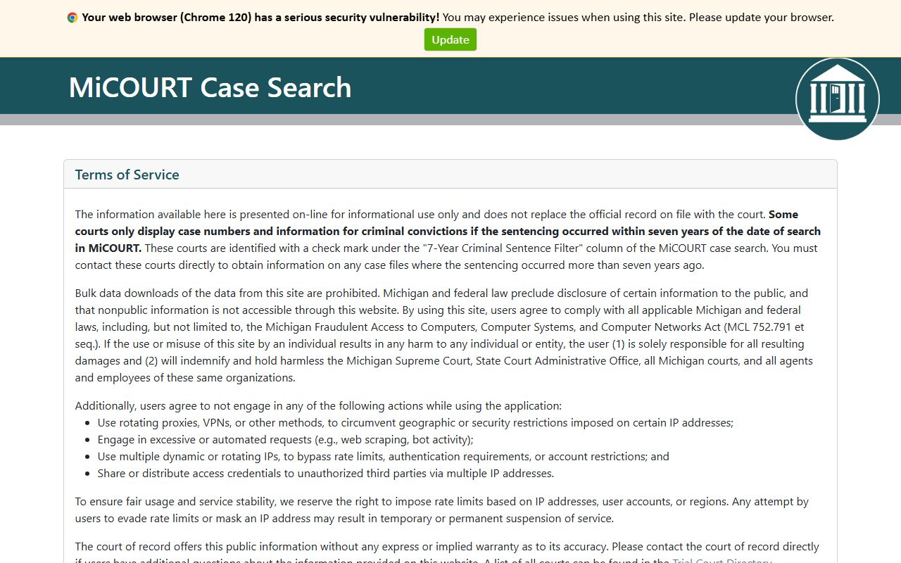 Leelanau County court records MiCOURT statewide case search portal
